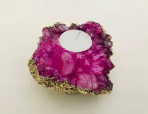 Pink Agate Gemstone Taper Candle Holder
