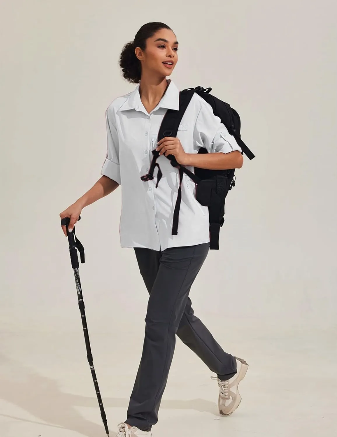 PINSPARK Womens UPF 50  UV Sun Protection Shirts Long Sleeve Outdoor Fishing Blouse Quick Dry Safari Hiking Tops with Pockets