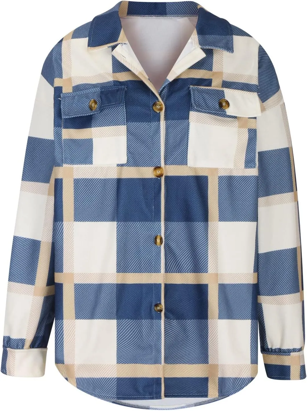 Plaid Shacket Jackets For Women Trendy 2023 Casual Oversized Flannel Shirts Long Sleeve Button Down Shirt Coats