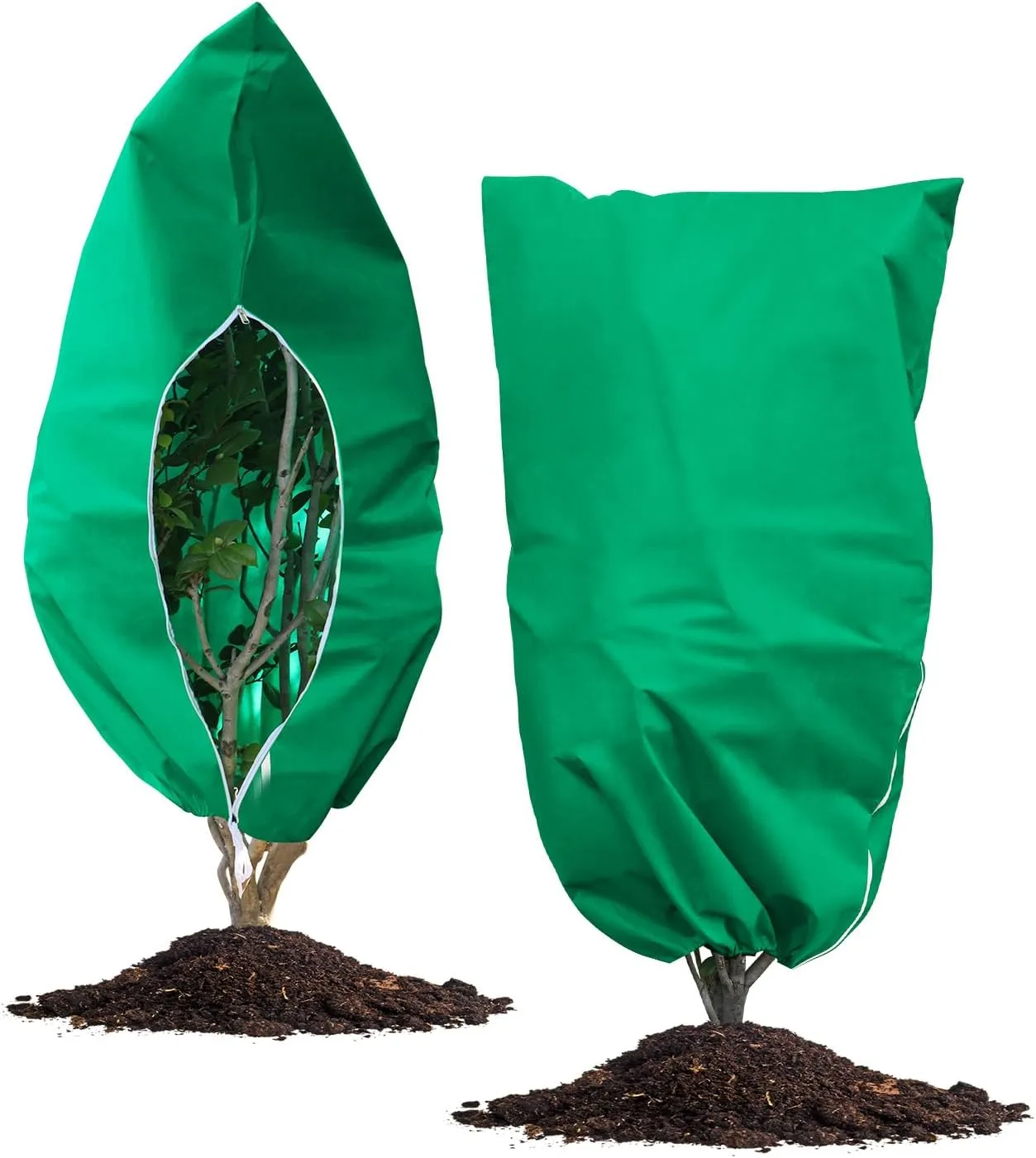 Plant Covers Freeze Protection, Reusable Frost Covers with Zipper Drawstring,Thicker Plant Protectors Bag Protect Your Plant Safe Cold Frost Wind Pests (70.8″Hx47.2″W-2packs-Green)