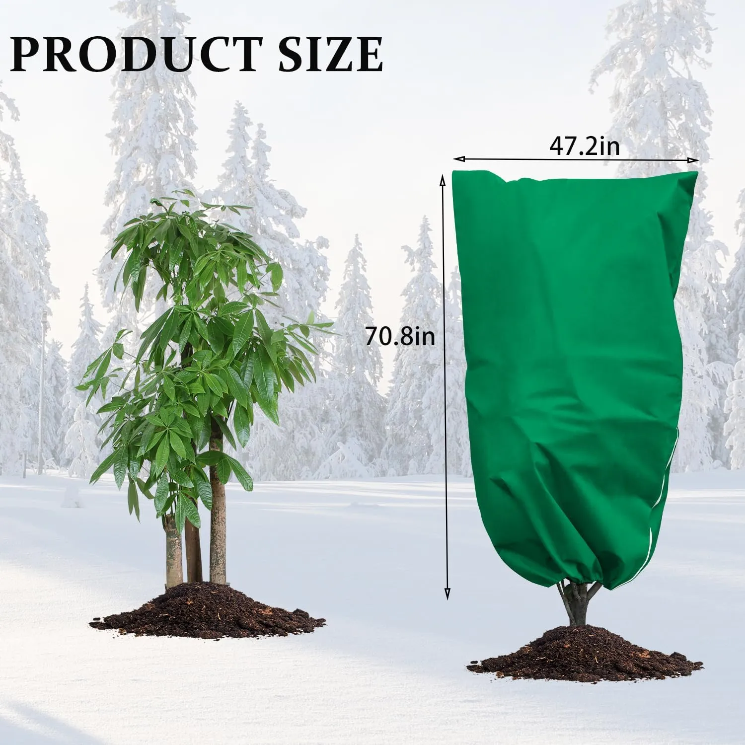 Plant Covers Freeze Protection, Reusable Frost Covers with Zipper Drawstring,Thicker Plant Protectors Bag Protect Your Plant Safe Cold Frost Wind Pests (70.8″Hx47.2″W-2packs-Green)