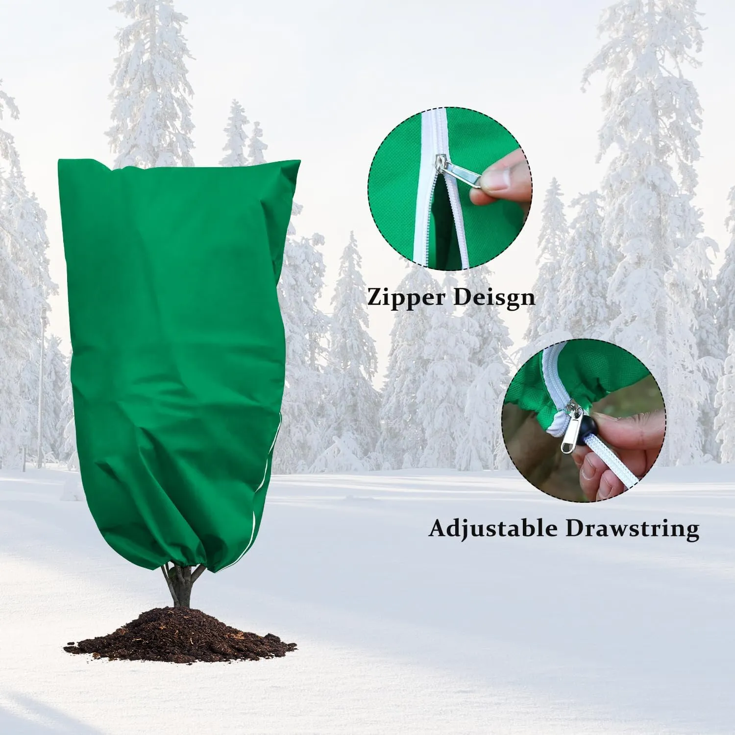 Plant Covers Freeze Protection, Reusable Frost Covers with Zipper Drawstring,Thicker Plant Protectors Bag Protect Your Plant Safe Cold Frost Wind Pests (70.8″Hx47.2″W-2packs-Green)