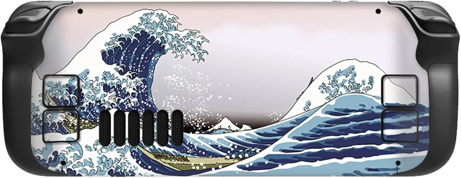 PlayVital Full Set Protective Skin Decal for Steam Deck LCD, Custom Stickers Vinyl Cover for Steam Deck OLED - The Great Wave