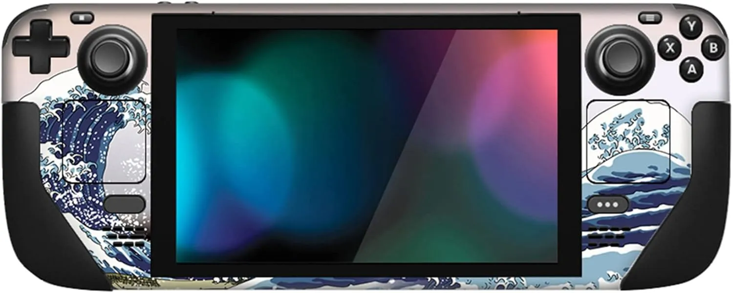 PlayVital Full Set Protective Skin Decal for Steam Deck LCD, Custom Stickers Vinyl Cover for Steam Deck OLED - The Great Wave