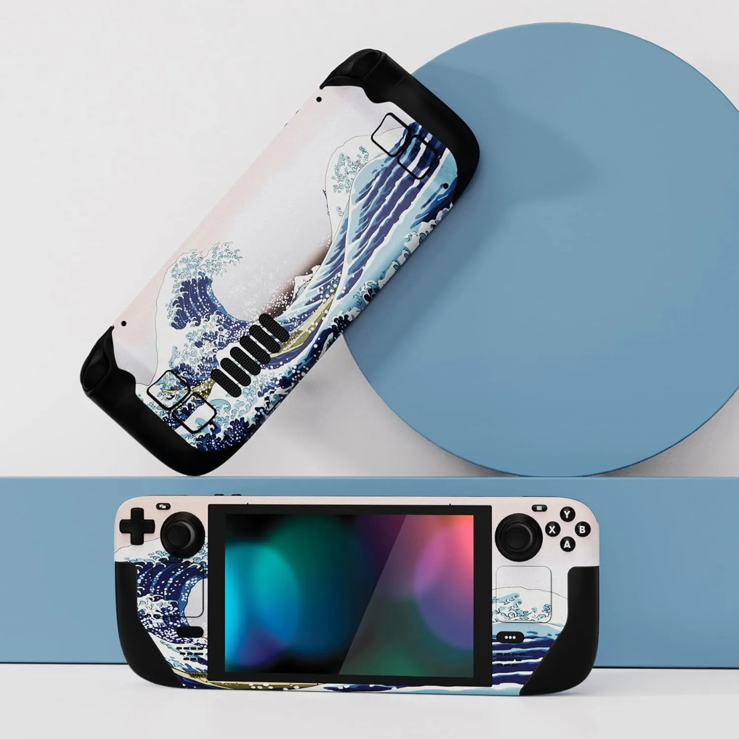 PlayVital Full Set Protective Skin Decal for Steam Deck LCD, Custom Stickers Vinyl Cover for Steam Deck OLED - The Great Wave