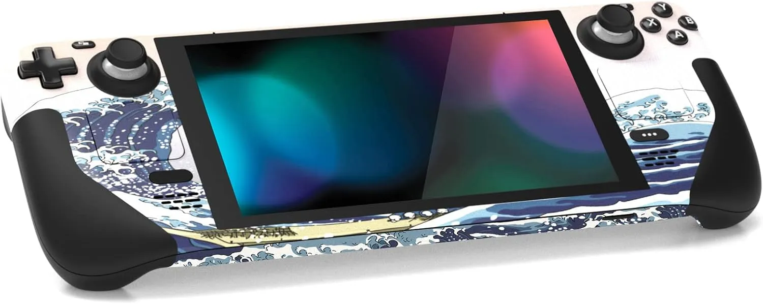 PlayVital Full Set Protective Skin Decal for Steam Deck LCD, Custom Stickers Vinyl Cover for Steam Deck OLED - The Great Wave