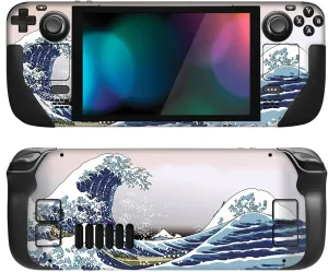 PlayVital Full Set Protective Skin Decal for Steam Deck LCD, Custom Stickers Vinyl Cover for Steam Deck OLED - The Great Wave