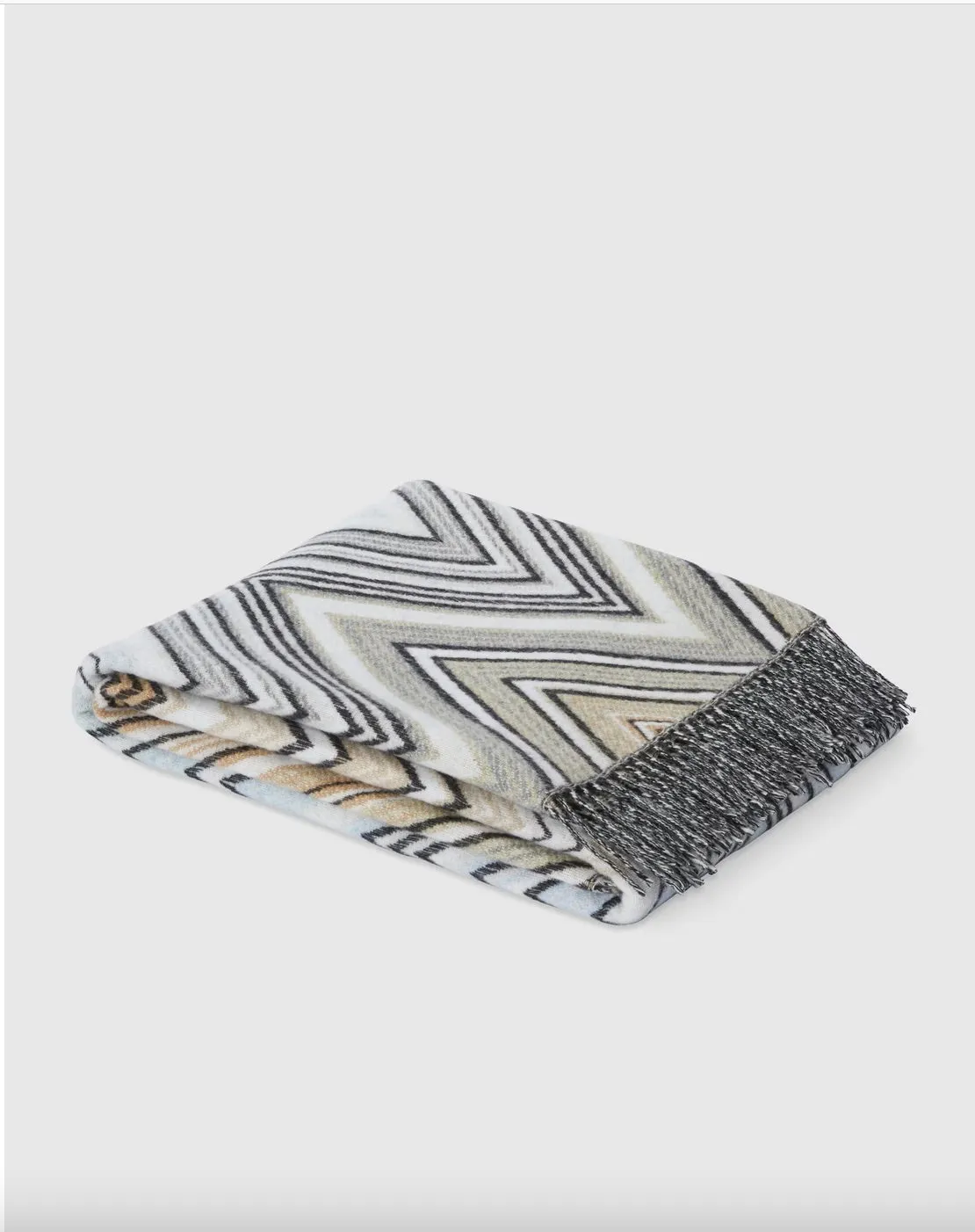 Plume Plaid blanket Chevron wool blend with fringes