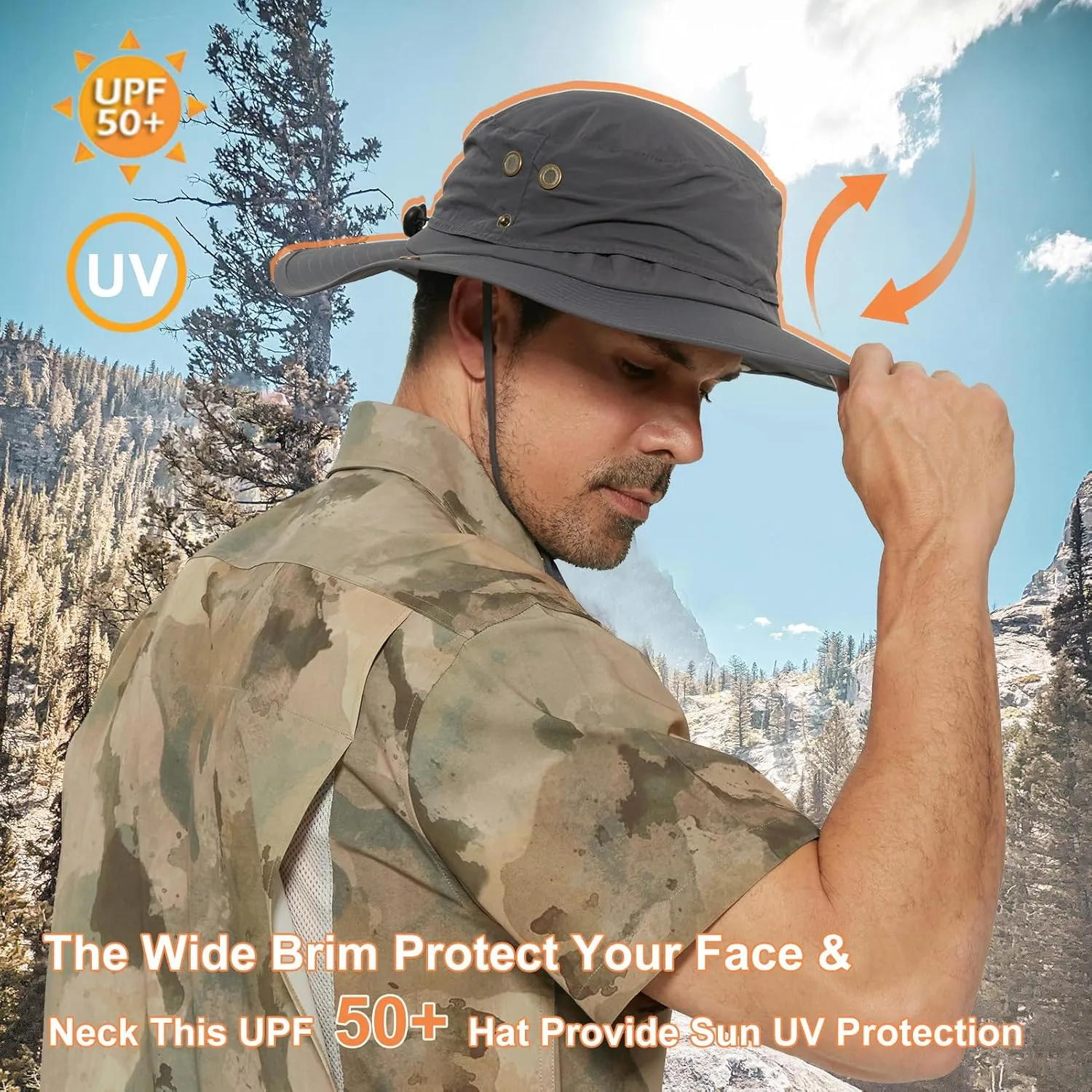 Plus Size XL XXL Sun Hats for Men Bucket Boonie UV Protection UPF50  Waterproof Wide Brim Foldable Fishing Beach