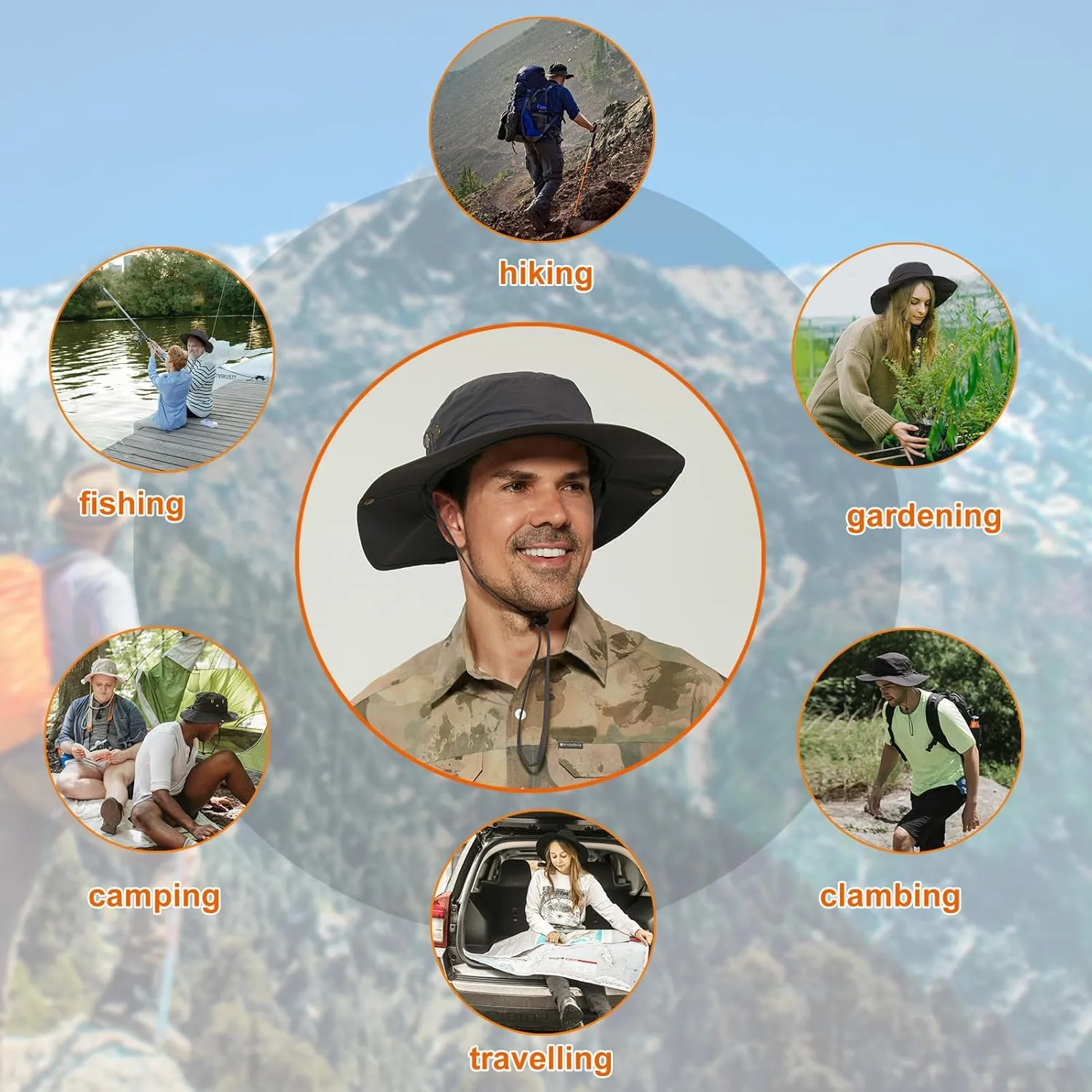 Plus Size XL XXL Sun Hats for Men Bucket Boonie UV Protection UPF50  Waterproof Wide Brim Foldable Fishing Beach
