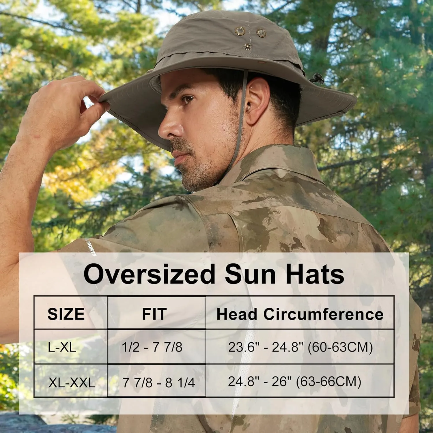 Plus Size XL XXL Sun Hats for Men Bucket Boonie UV Protection UPF50  Waterproof Wide Brim Foldable Fishing Beach
