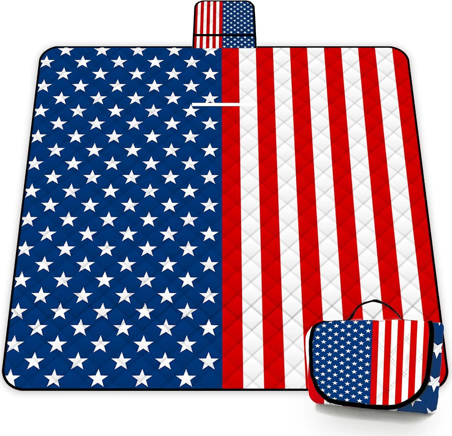 Poedist Extra Large Patriotic Picnic Blanket Waterproof,60"x 80"Foldable Machine Washable Beach Blanket,Outdoor Blanket for 6-8 Adults,Suitable for Indoor Crawling,Park Beach,Camping,Hiking,Family
