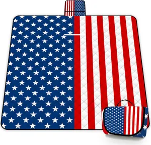 Poedist Extra Large Patriotic Picnic Blanket Waterproof,60"x 80"Foldable Machine Washable Beach Blanket,Outdoor Blanket for 6-8 Adults,Suitable for Indoor Crawling,Park Beach,Camping,Hiking,Family