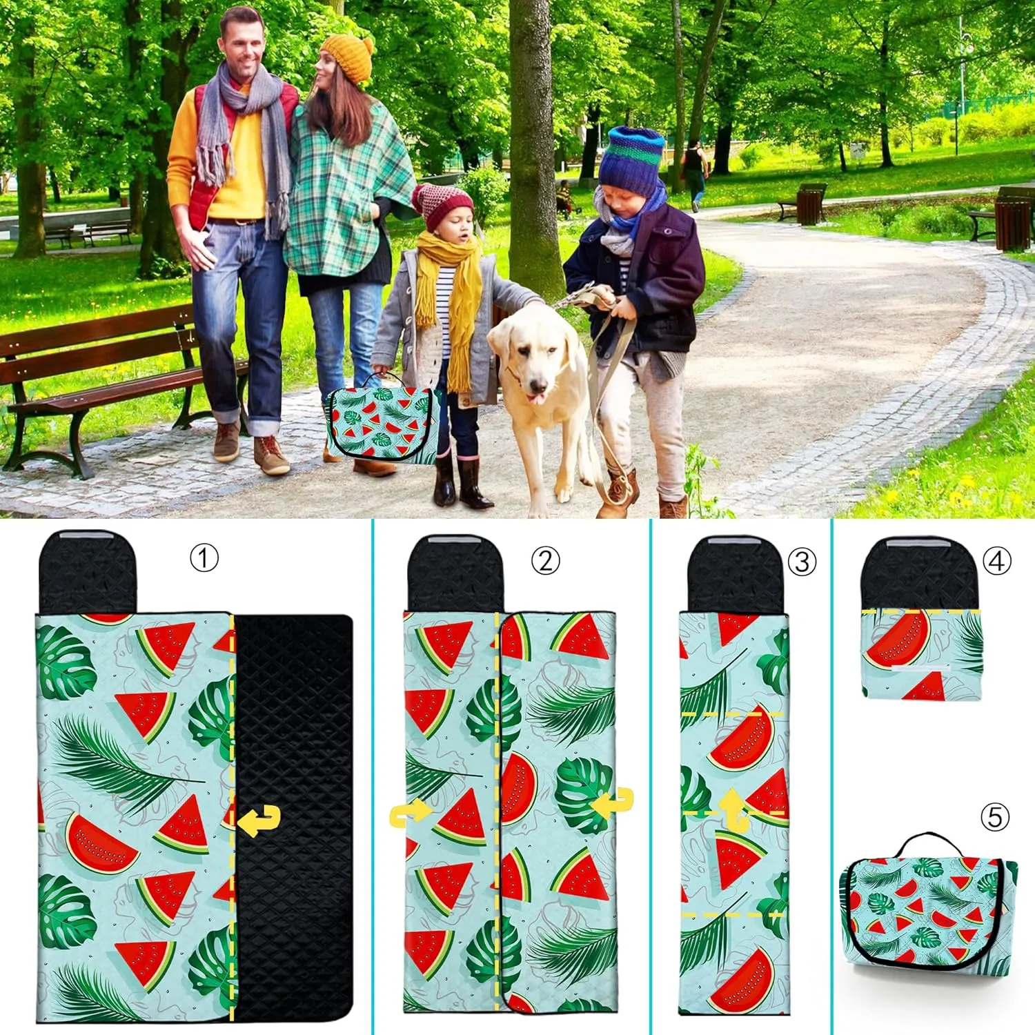 Poedist Extra Large Picnic Blanket Waterproof,80"x 80"Foldable Machine Washable Beach Blanket,Outdoor Blanket for 6-8 Adults,Suitable for Indoor Crawling,Park Beach,Camping,Hiking,Family Travel(Fruit)