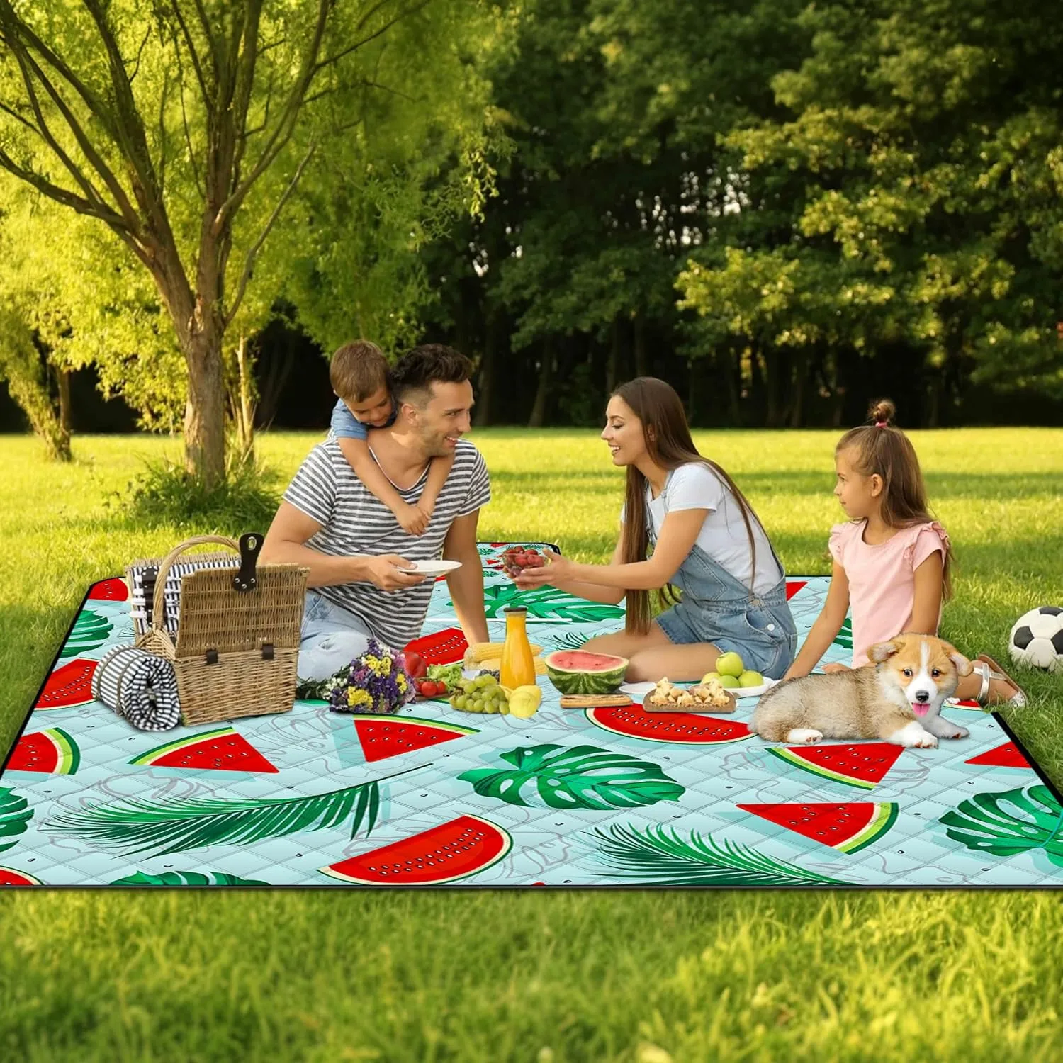 Poedist Extra Large Picnic Blanket Waterproof,80"x 80"Foldable Machine Washable Beach Blanket,Outdoor Blanket for 6-8 Adults,Suitable for Indoor Crawling,Park Beach,Camping,Hiking,Family Travel(Fruit)