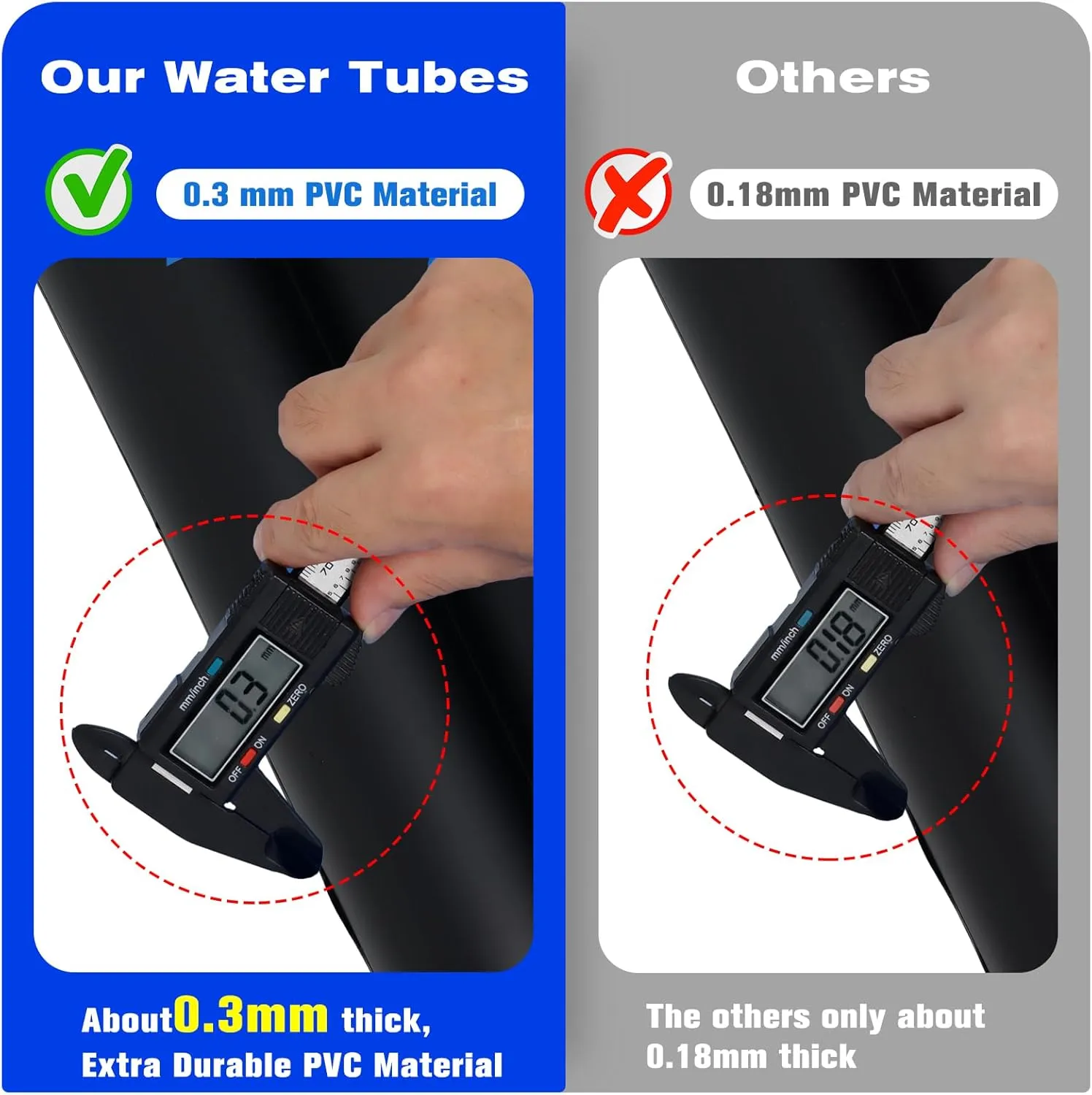 Pool Water Bags,10 Pack 8ft Heavy Duty Double Chamber Water Tubes Pool Cover Weights for Inground Pool,25 Gauge(0.3mm) Durable Water Bags for Winter Pool Cover (Black)