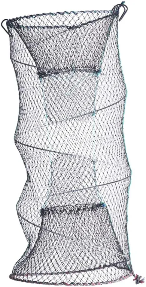 POPETPOP Foldable Portable Fishing Landing Net Zinc Plated Mesh Trap for Crayfish Lobster Shrimp and Minnows Lightweight and Easy to Use for Freshwater and Saltwater