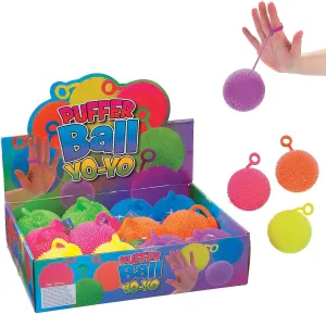 Porcupine Balls - Bulk Set of 12 Puffer Yo Yo Toys and Party Favors - Includes Display Box