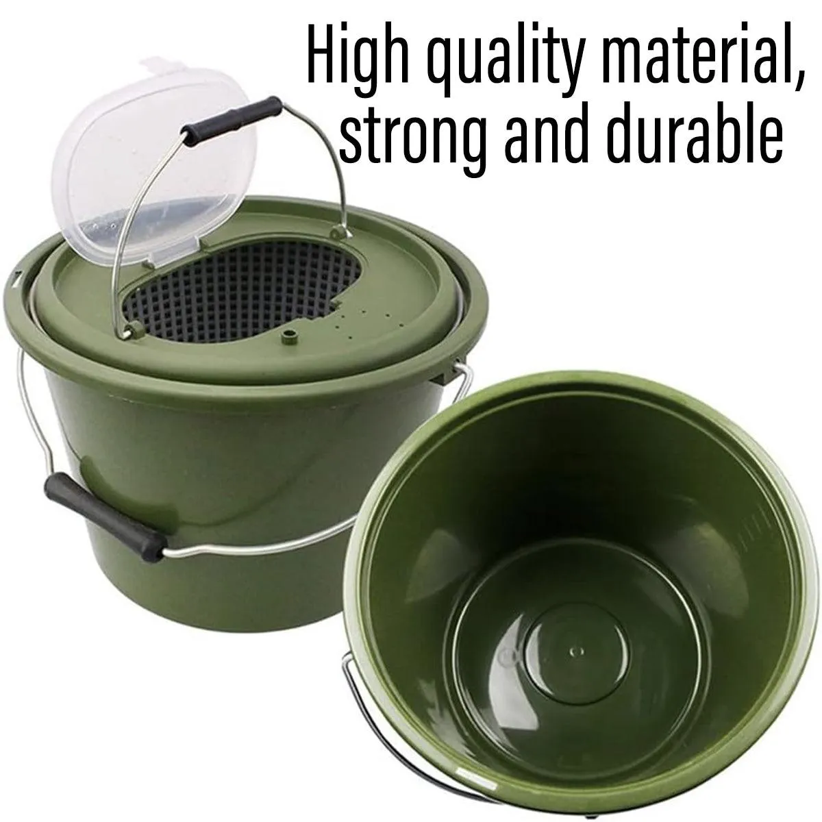 Portable Double Live Fish Bucket Breathable Fish Storage Container for Fishing