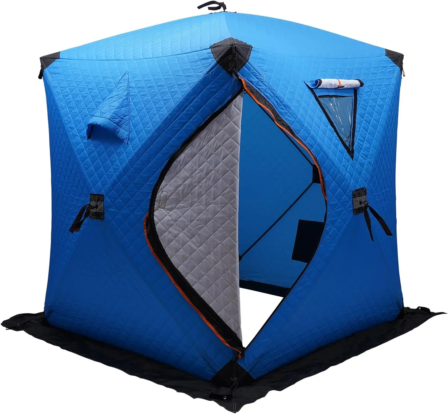 Portable Ice Fishing Tent, Pop-Up Hub-Style Ice House, Insulated Ice Fishing Shelter, Ice Fishing Shanty, Foldable Outdoor Sports Tent, with Insulated Layer, Winter Fishing for 2-3 Person