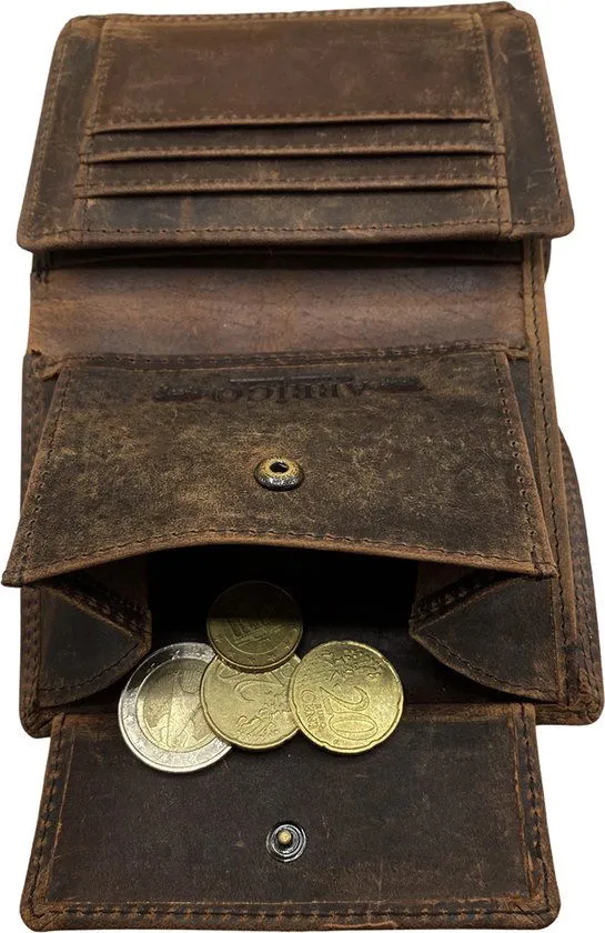 Portemonnee heren portefeuille heren arrigo portemonnee billfold model lichtbruin buffelleer
