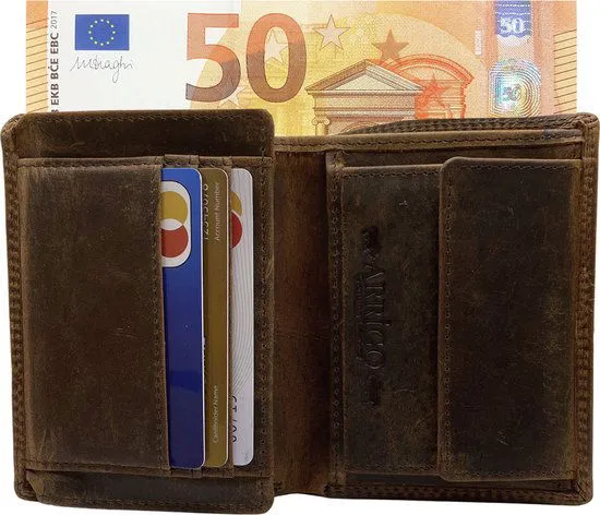 Portemonnee heren portefeuille heren arrigo portemonnee billfold model lichtbruin buffelleer