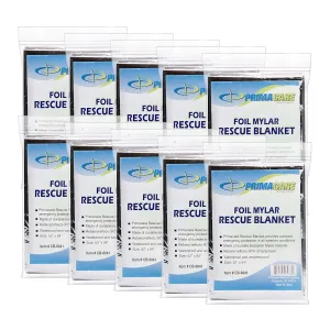 Primacare CSCB-6841 Emergency Mylar Thermal Foil Blanket, 52 in. x 84 in. (Pack of 200), Silver