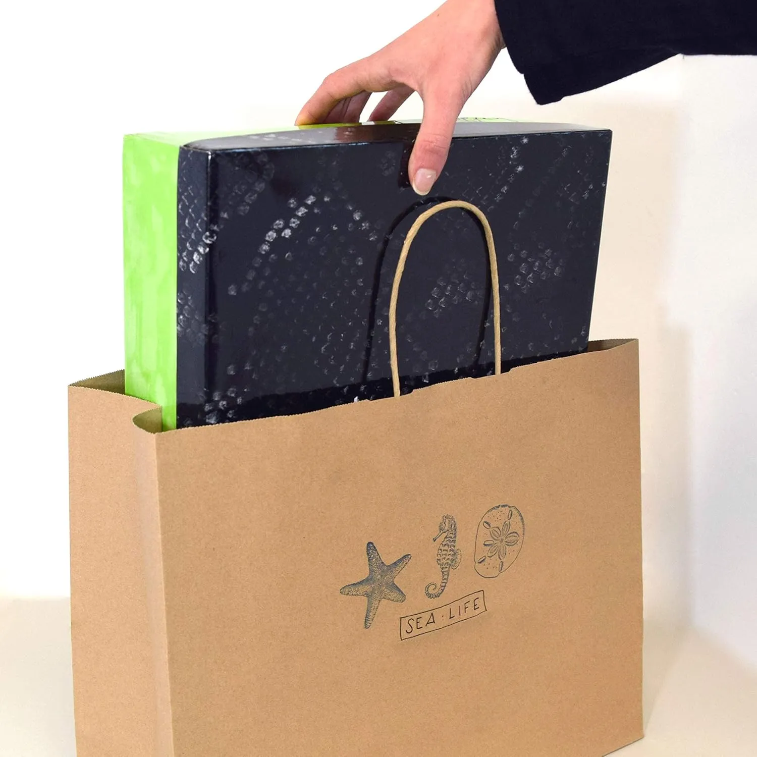 Prime Line Packaging Large Kraft Gift Bags with Handles for Shopping, Boutiques, Small Business, Retail Stores, Grocery Sack, Bulk - 16x6x12, 50 Pack