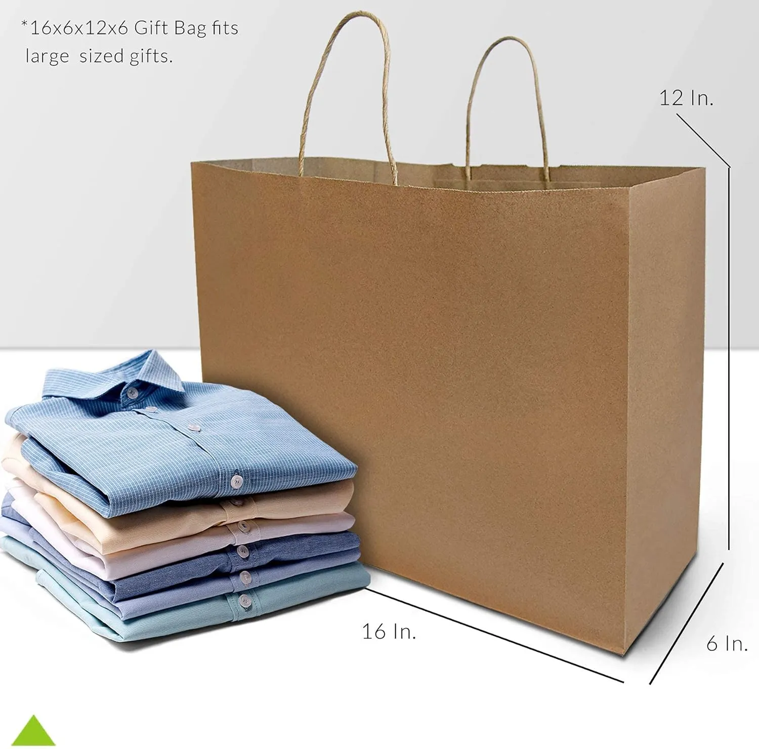 Prime Line Packaging Large Kraft Gift Bags with Handles for Shopping, Boutiques, Small Business, Retail Stores, Grocery Sack, Bulk - 16x6x12, 50 Pack