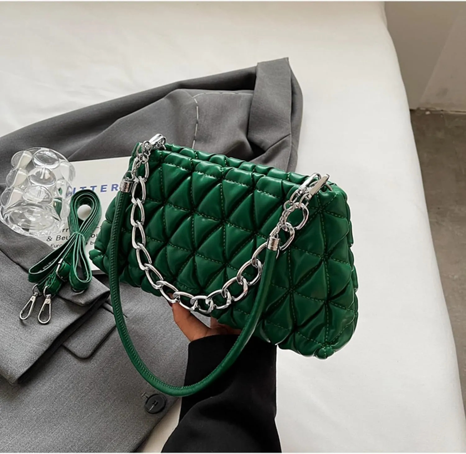 PU Leather Crossbody Bag Ladies Shoulder Top Handle Chain Bags Handbag Purse Evening Bag