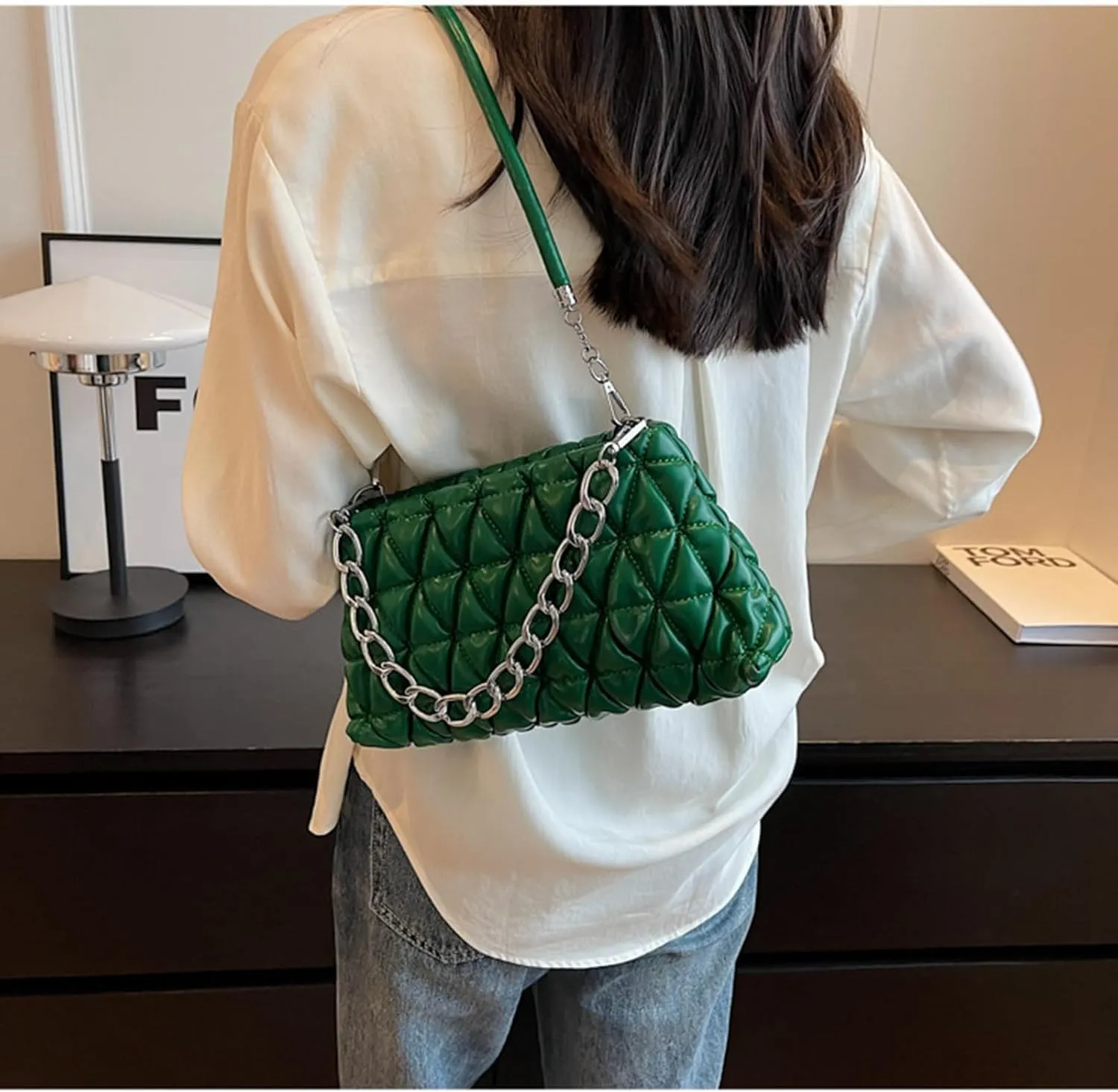 PU Leather Crossbody Bag Ladies Shoulder Top Handle Chain Bags Handbag Purse Evening Bag
