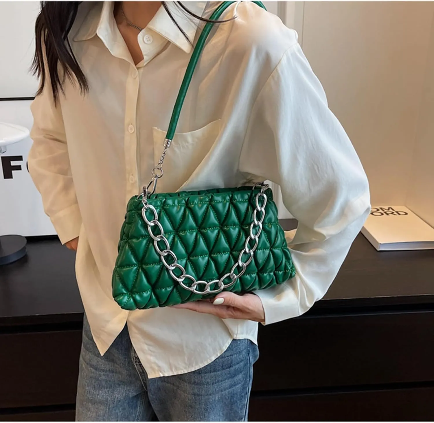 PU Leather Crossbody Bag Ladies Shoulder Top Handle Chain Bags Handbag Purse Evening Bag