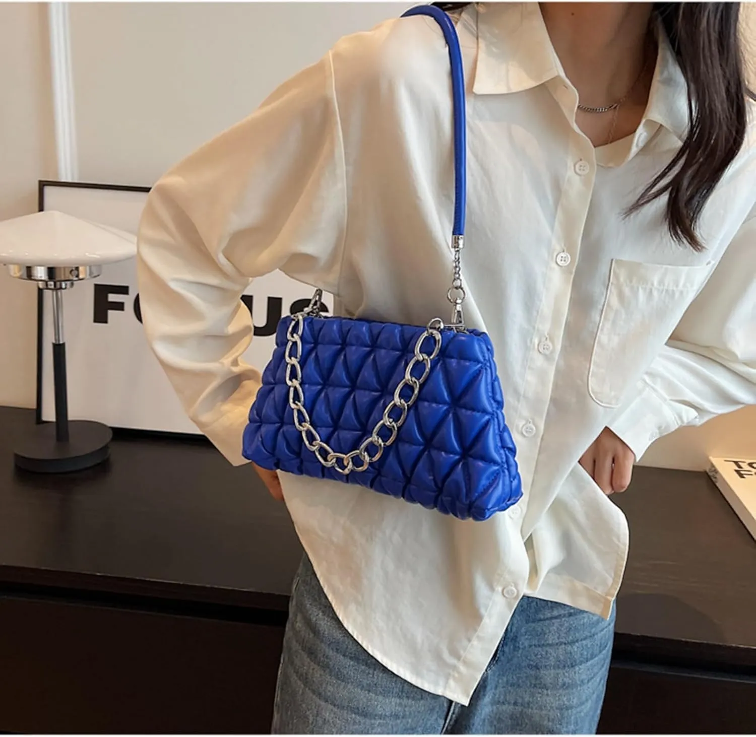 PU Leather Crossbody Bag Ladies Shoulder Top Handle Chain Bags Handbag Purse Evening Bag