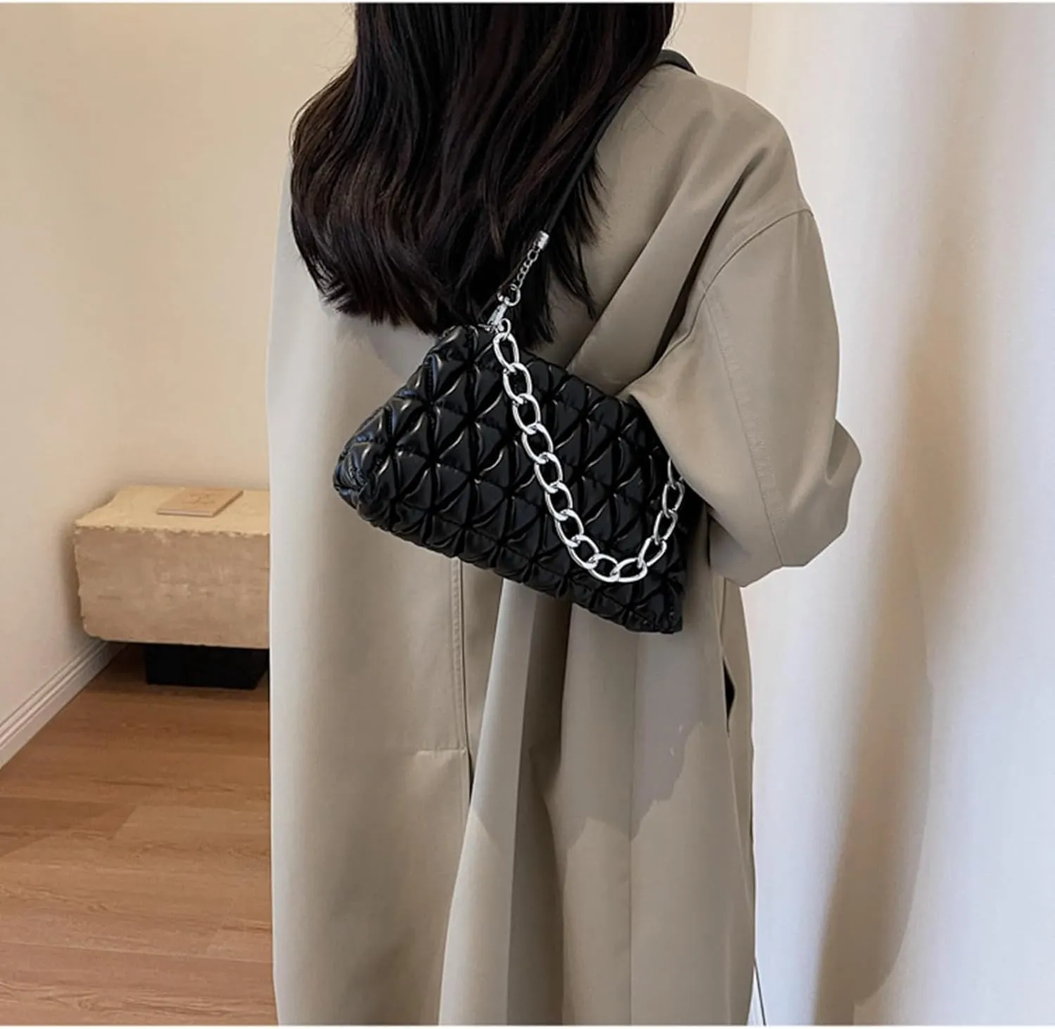 PU Leather Crossbody Bag Ladies Shoulder Top Handle Chain Bags Handbag Purse Evening Bag