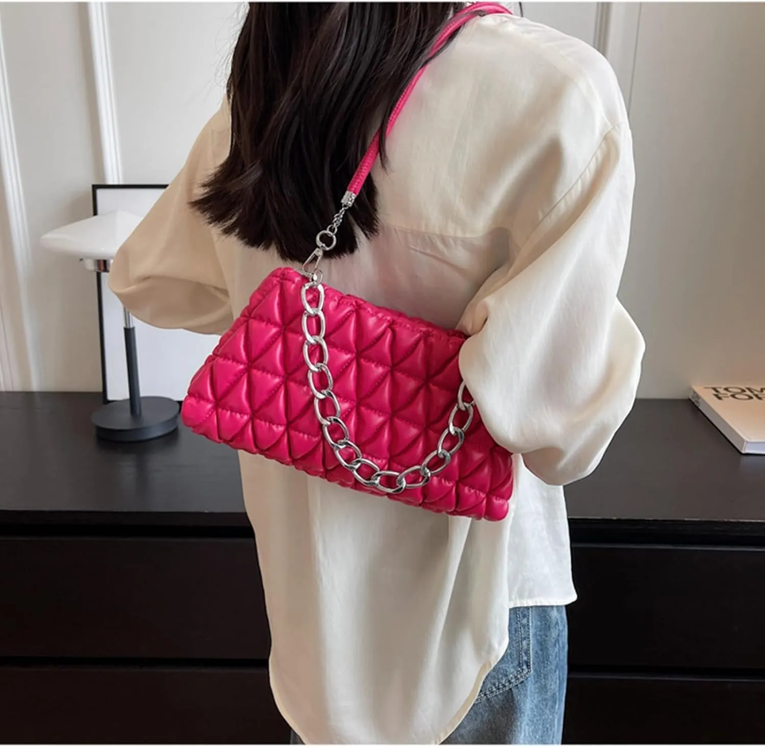 PU Leather Crossbody Bag Ladies Shoulder Top Handle Chain Bags Handbag Purse Evening Bag