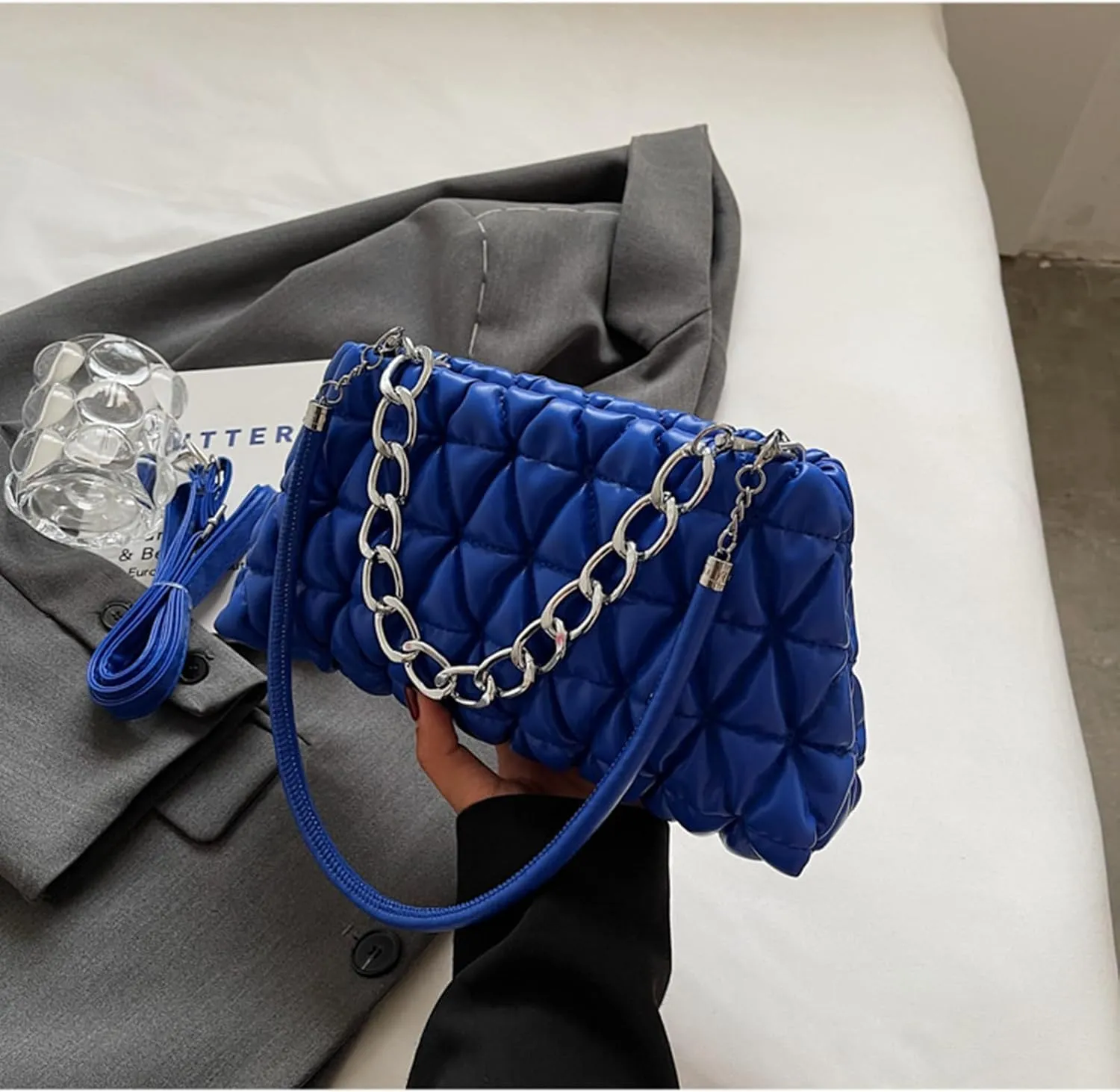 PU Leather Crossbody Bag Ladies Shoulder Top Handle Chain Bags Handbag Purse Evening Bag
