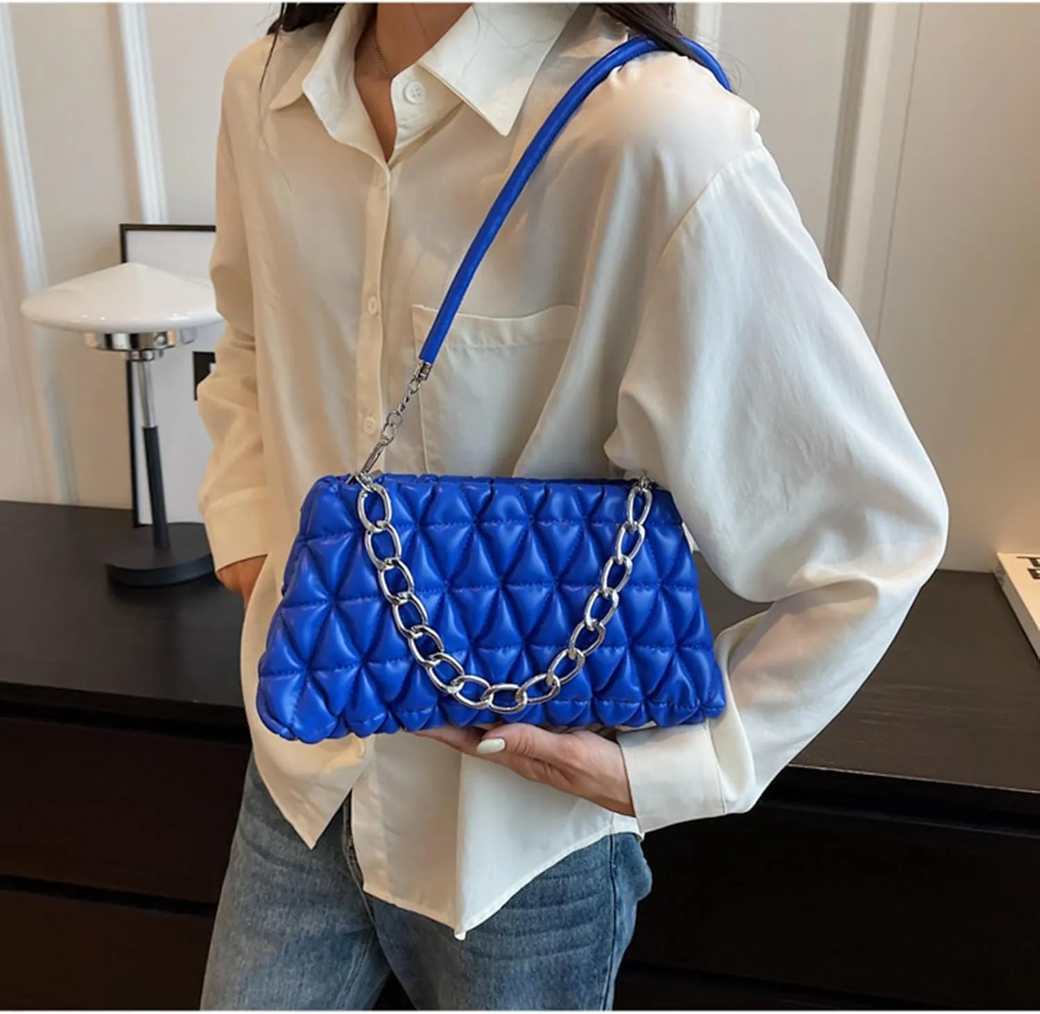 PU Leather Crossbody Bag Ladies Shoulder Top Handle Chain Bags Handbag Purse Evening Bag
