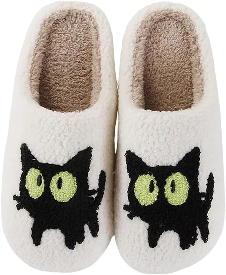 Pumpkin Halloween Slippers for Women Men Memory Foam Cozy Plush Slippers Couple Indoor Hous Slippers