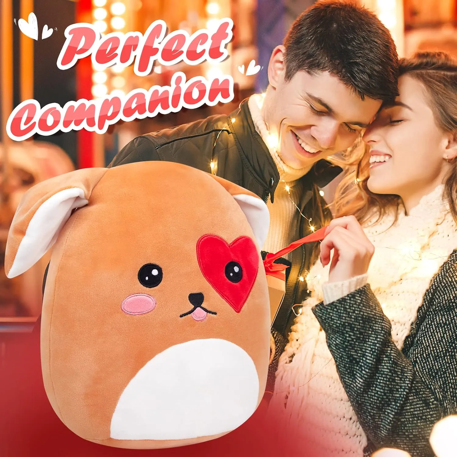 Puppy Dog Plush Stuffed Animals Plushie Squishy Original Heart Love You Dog Pillow Soft Cuddly Valentine’s for Lovers Boys Girls 11.5 Inch