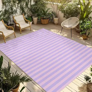 Purple Outdoor Rug 6x9ft Large Patio Rug, Washable RV Camping Outside Area Runner Rug Mat, Geometric Vertical Striped Solid Rainbow Indoor Outdoor Carpet for Picnic Backyard Deck Porch Balcony Beach
