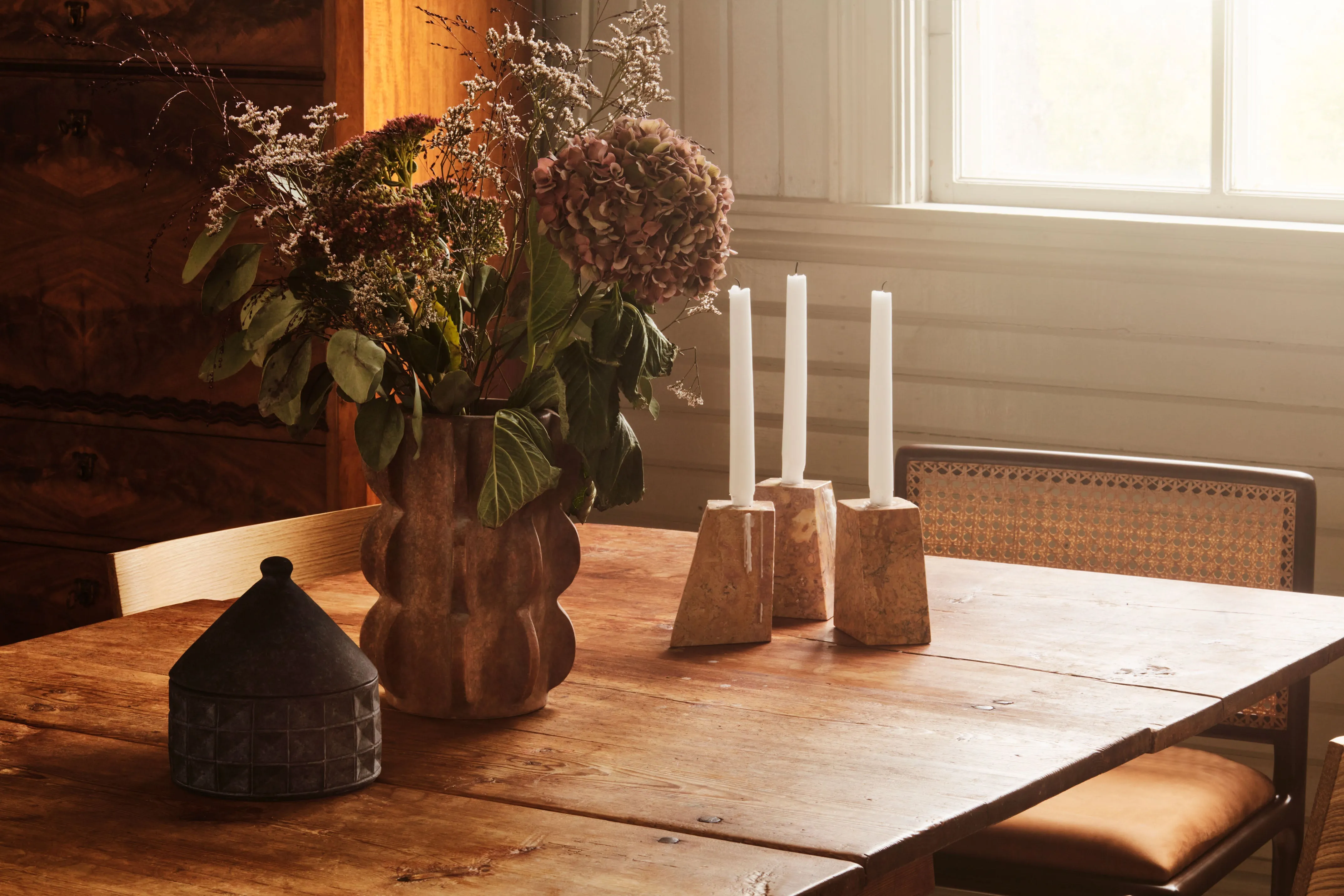 Pyramid Candle Holders Red | Dusty Deco