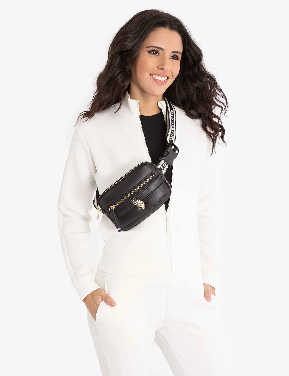 QUILTED BRANDED BELT BAG