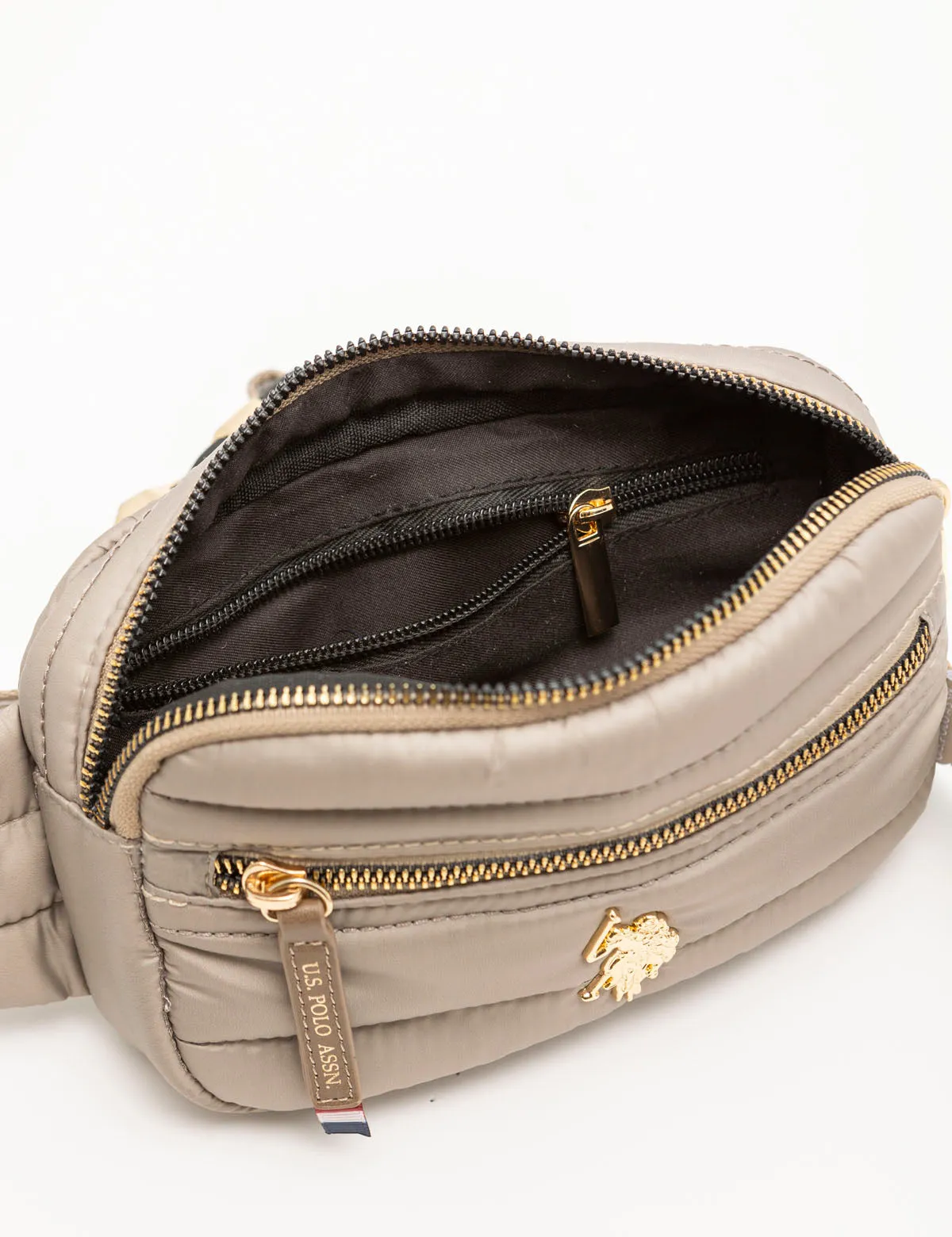 QUILTED BRANDED BELT BAG