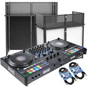 Rane Performer 4-Channel Motorized DJ Controller, DJ Facade Table Station, (2) XLR Cables Bundle
