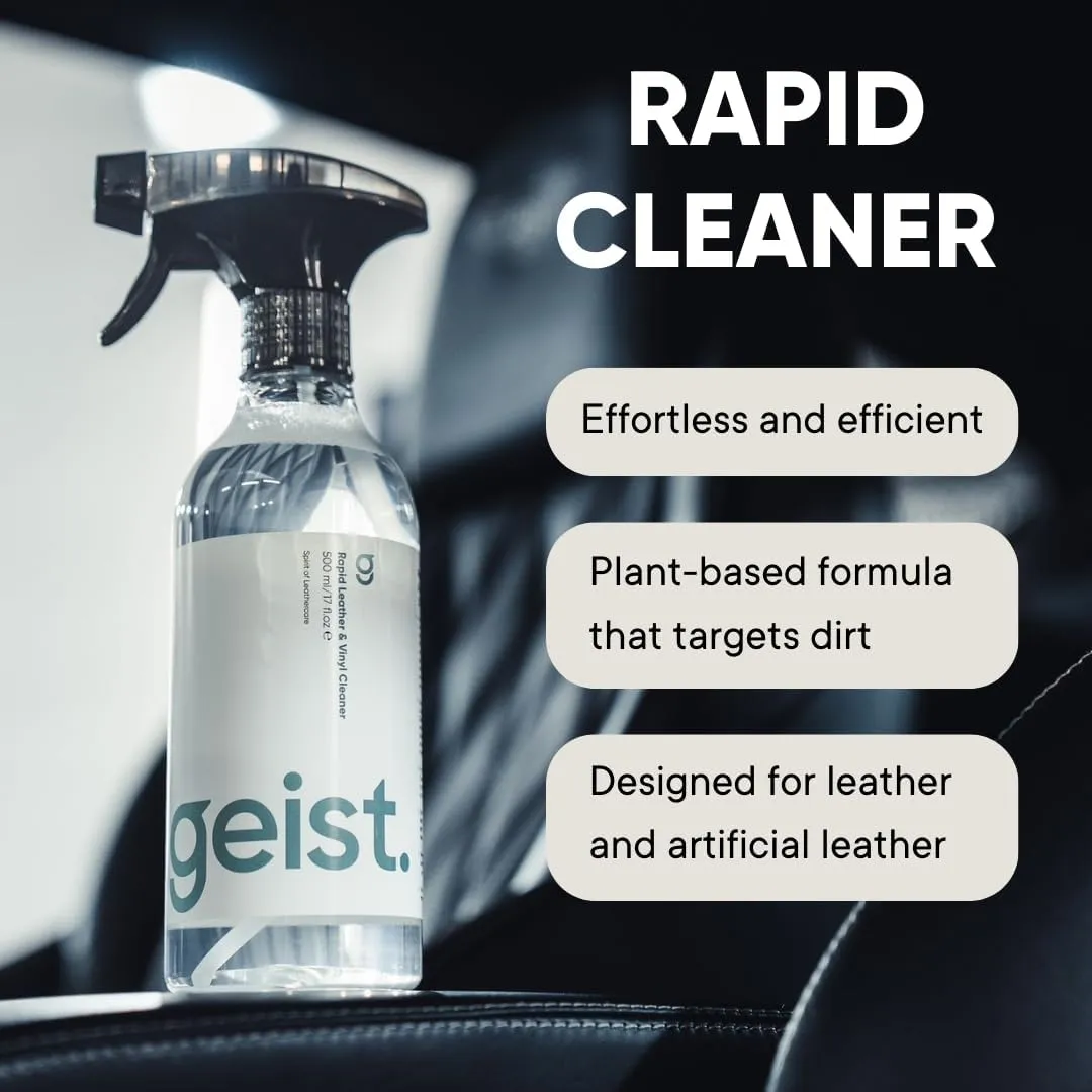 Rapid Leather & Vinyl Cleaner | for car interiors, Sofas, Furniture, Bags, Shoes and More | Plant & Algae Based detergents | 100% soap & Solvent Free | 500 ml / 16.75 fl.oz