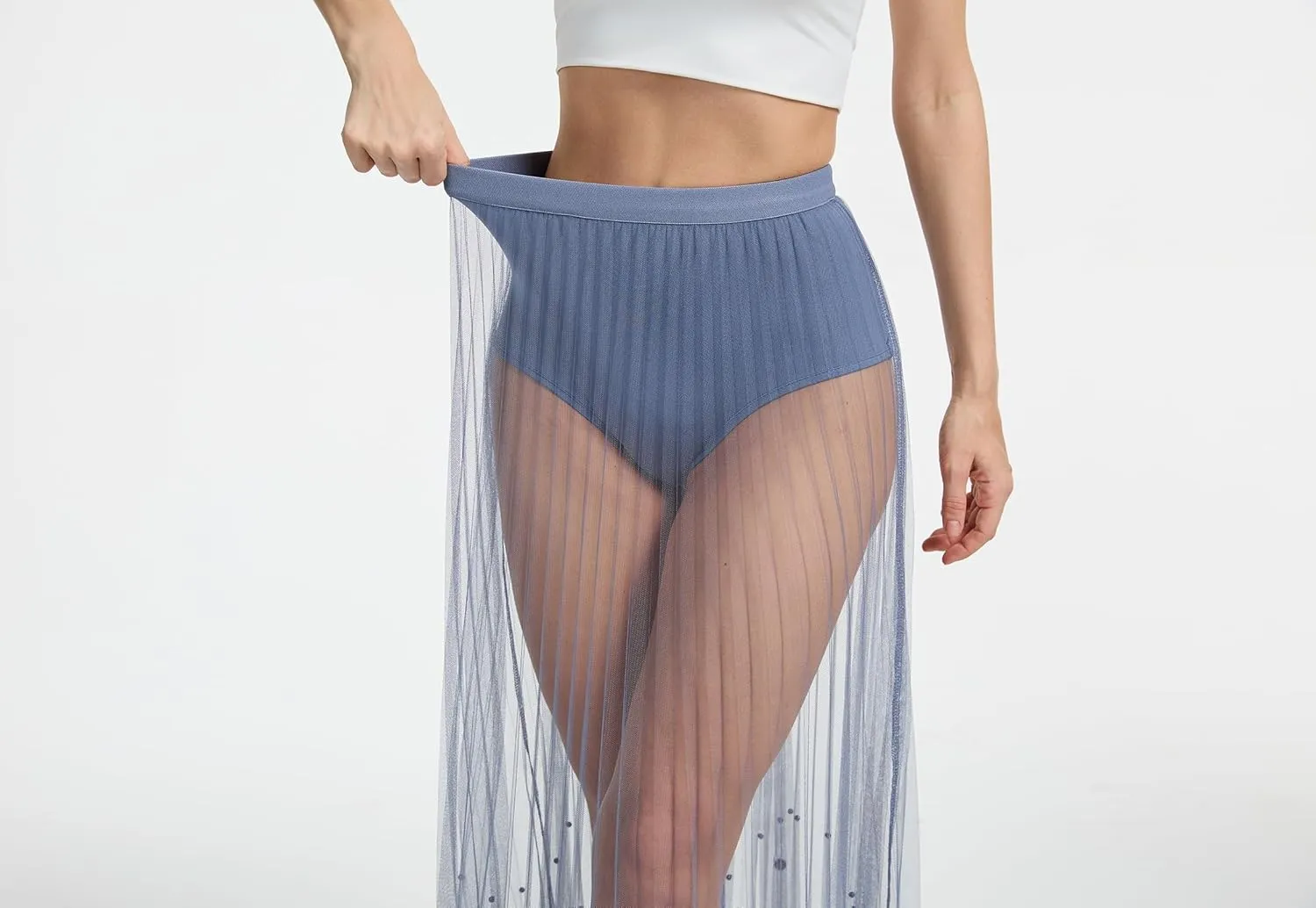 Rave Outfits for Women 2 in 1 Sheer Skirt Festival Clubwear Mesh High Waist Print A Line Maxi Skirt
