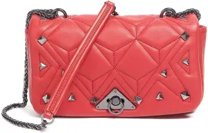 Red Medium Geometric Quilted Flap Shoulder Bag for womens
