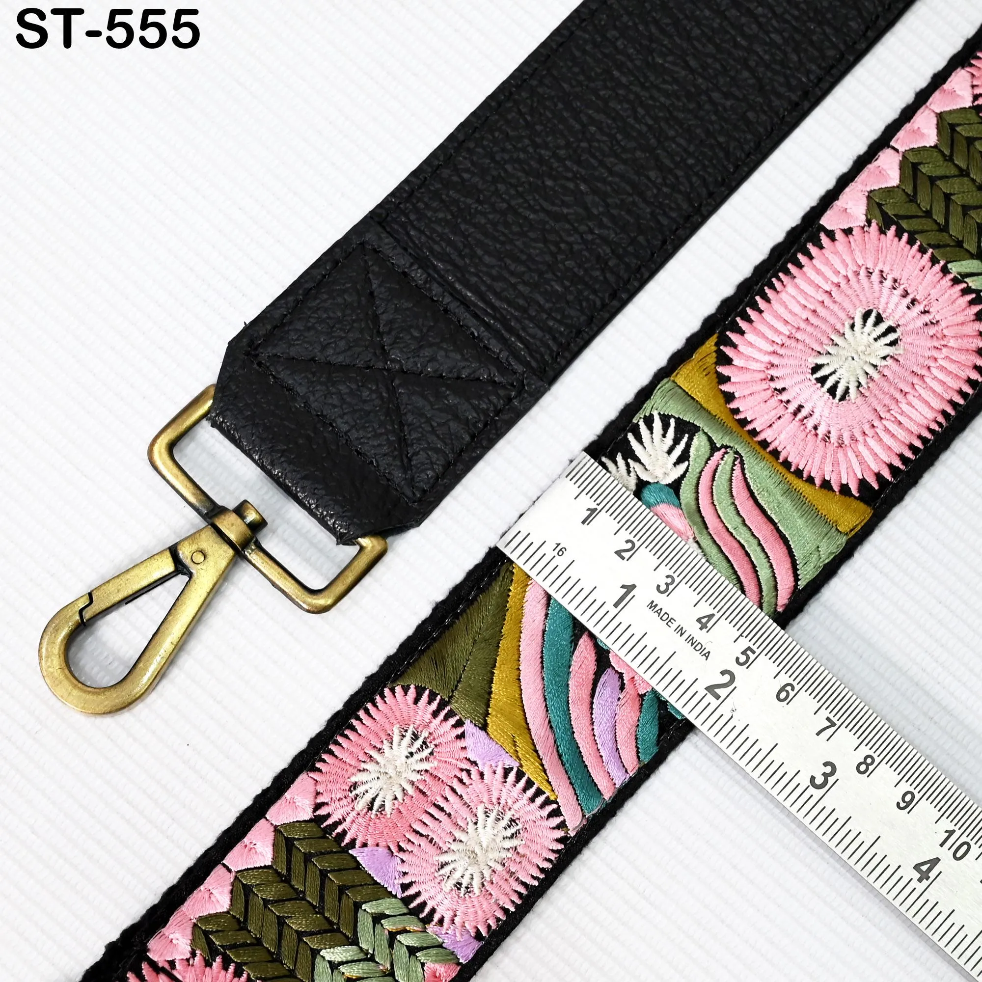 Replacement Crossbody Leather Handbag Boho Bag Strap Gift for Wife Shoulder Strap Purses Embroidery Black Adjustable Strap Christmas Gift