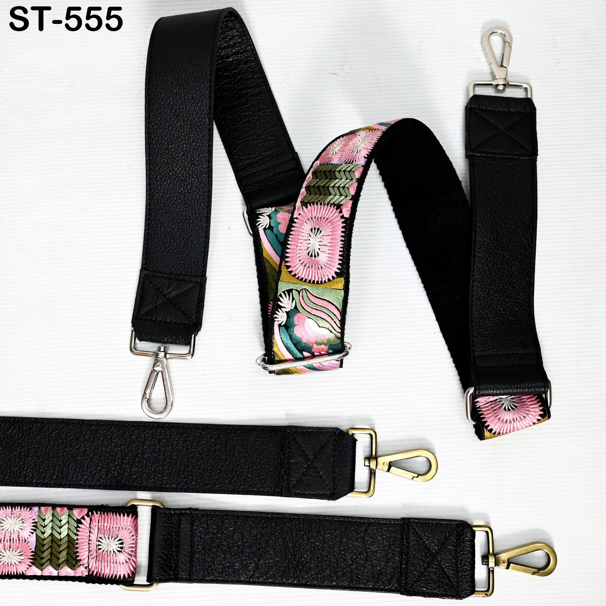 Replacement Crossbody Leather Handbag Boho Bag Strap Gift for Wife Shoulder Strap Purses Embroidery Black Adjustable Strap Christmas Gift