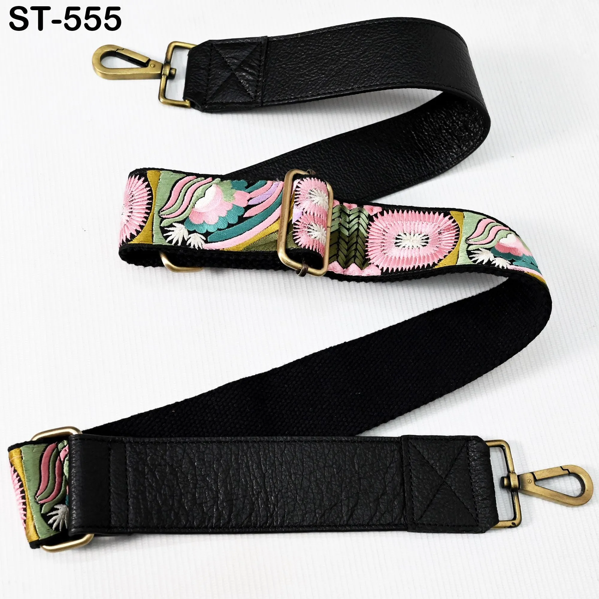 Replacement Crossbody Leather Handbag Boho Bag Strap Gift for Wife Shoulder Strap Purses Embroidery Black Adjustable Strap Christmas Gift